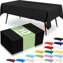 misaya 10 Packs Disposable Plastic Table Cloth, 54 x 108 Inch Waterproof Rectangle Tablecloth, Leakproof & Sturdy Decorative Table Covers for Picnic, Party and Outdoor, Black