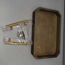 Luxury Decorative Wooden Serving Trays, Dark Brown Hexagonal Design with Gold Handles, 18x12 in/13.7x8.8 in, Modern Ottoman Tray Set of 2 for Coffee Table, Bar, Home Decor, Serving
