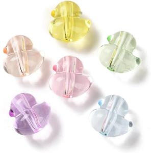 Ornazy 400 pcs Random Acrylic Duck Transparent Duck Shaped Beads Colorful 3D Animal Beads for Bracelet Necklace Earrings Keychain Crafts, 14.5mm x 15mm x 11mm