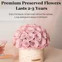 JoyFlower Preserved Flowers Vase, Yellow Travertine Vase with Forever Flowers Decor for Table Centerpieces, Pink Eternal Flower Vase Decorations for Party Home Living Room Bedroom House Coffee Shop