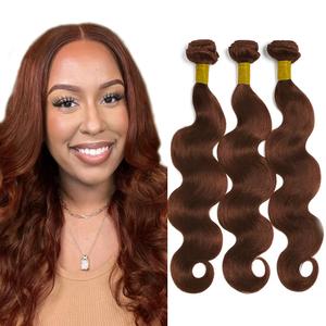 Auburn Human Hair Bundles Copper Body Wave Bundles Human Hair 22 24 26 Inch Color 33 Reddish Brown Bundle Unprocessed Brazilian Remy Hair Extensions Double Weft
