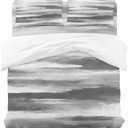 Gray White Duvet Cover Set, Vintage Country Abstract Gradient Mottled Soft Duvet Cover California King Bedding Set 4 Pieces, 1 Quiltcover and 2 Pillowcases with Zipper, 1 Bed Sheet for All Seasons