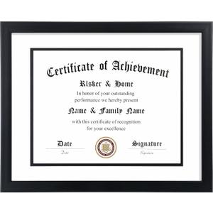 ELSKER&HOME 11x14 Diploma Frame, 8.5x11 Certificate&Document with Mat or 11x14 Inch Without Mat, Black Frames, Display Degree or Award Frames (Double Mat, White with Black Rim, 1 Pack)