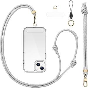 Anti-Theft Phone Lanyard Crossbody & Wrist Strap | 2 Phone Tabs, Secure Lock Design | Universal for All Phones | Adjustable Strap with Premium Metal Buckles | Skin-Friendly Nylon