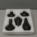 Small Black Vases, Ceramic Bud Vase Set of 5, Mini Pottery Vases for Pampas Grass, Flowers, Decorative Vases for Home Modern Decor, Rustic Decor, Veses for Living Room Dining Table Shelves