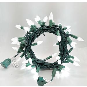 C3 Christmas Lights 50 Cool White LED String Lights, 120V UL, 17FT Green Wire Xmas Lights for Indoor & Outdoor Use, Trees, Pathway, Holiday Party Decorations