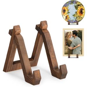 Plate Display Stand, 6 Inch Plate Holder for Displaying, Decorative Picture Frame Dish Photo Plaque Platter Wood Stand