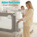 Twin Size Baby Bed Rail Guard Extra Tall Safety Bedside Rail with Headboard Rod for Toddlers, Adjustable No-Gap Design, 3 Panels (278.7 + 159), Gray