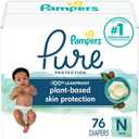 Pampers Pure Protection Diapers, Size 0, 76 Count for Up to 100% Leakproof, Plant-Based Skin Protection (Newborn)