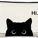 Cute Cat Makeup Bag, Kitty Cosmetic Zipper Travel Toiletry Bag, Black Cat Gifts for Women & Teen Girls (EXP 05/17/29)