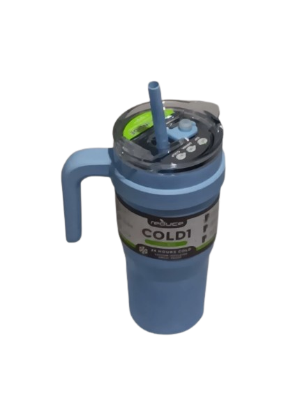 Reduce 24 oz Tumbler with Handle and Straw - Stainless Steel with Sip-It-Your-Way Lid - Keeps Drinks Cold up to 24 Hours - Sweat Proof, Dishwasher Safe, BPA Free - Glacier, Opaque Gloss