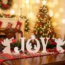 Amyhill 5 Pcs Christmas Nativity Table Decor 7.1 Inch White Large Wooden Joy Nativity Scenes Christmas Home Indoor Tabletop Decorations