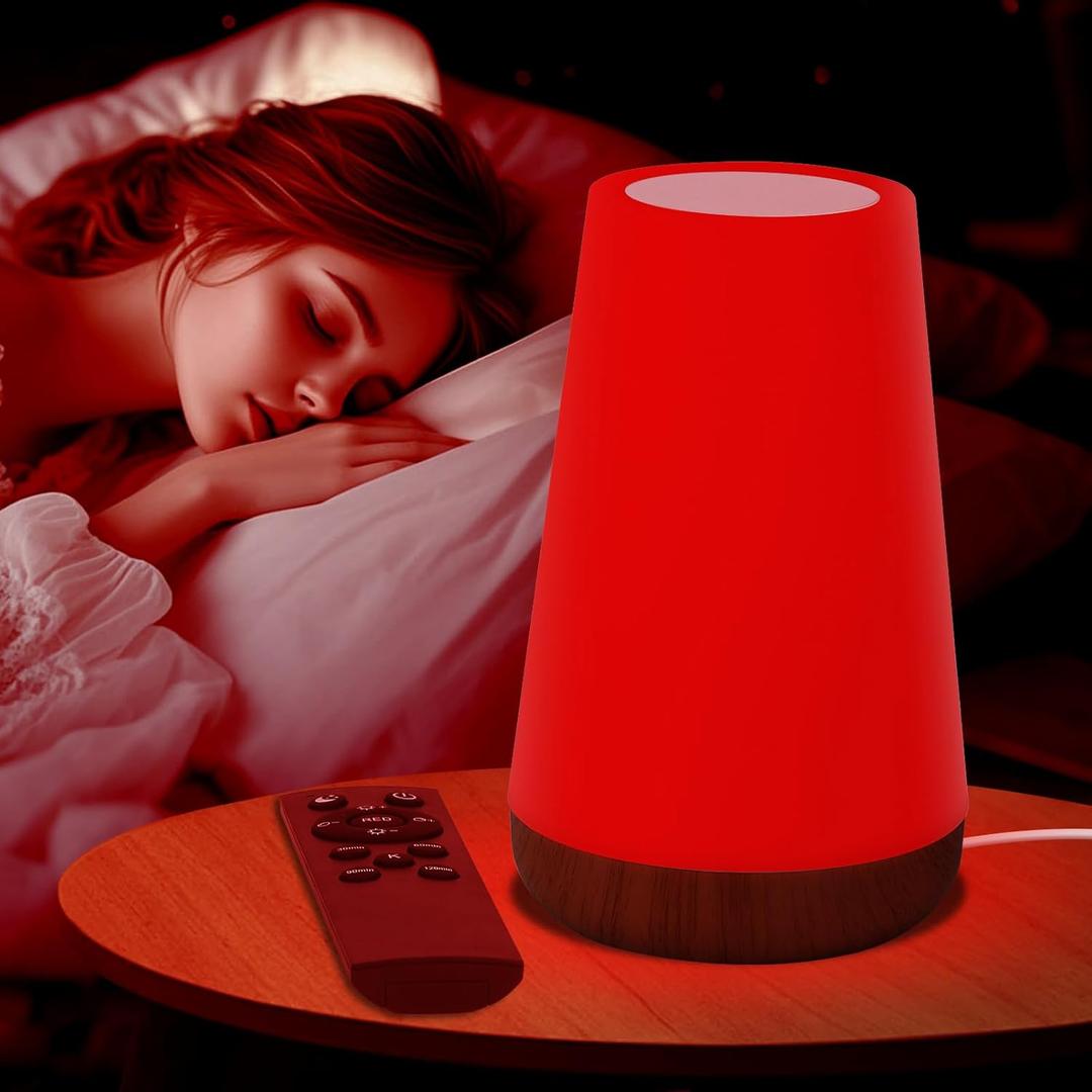 Upgraded Red Night Light for Sleep, 670nm Red Light Lamp with White Light 3000K-6500K, Timer & Stepless Dimming, Remote/Touch Control, 360 Bedroom Lighting, Portable & Hangable
