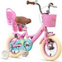 Glerc Maggie Girls Bike, 12-20 Inch Kids Bike for 2-13 Years Old Children, Princess Style Kids Bicycle with Doll-Seat & Basket & Training Wheels, Multiple Colors