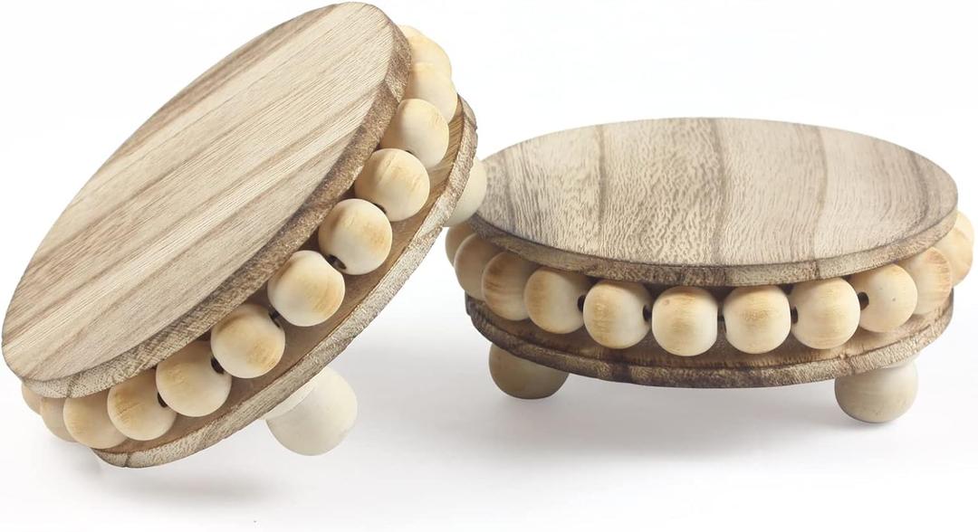 yunmanqiji 2 Pack Wood Riser, Risers for DecorPedestal StandDisplay Stand apply to Home DecorFarmhouse DecorTiered Tray Decor(Brown, 4 Inches)