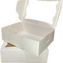 Bubbley White Paper Bakery Boxes - 25-Pack Pastry Boxes with Window for Cookies, Chocolate Covered Strawberries, Macarons, and Muffins, Dessert Disposable Packaging, 8 x 6 x 2.5 Inches