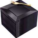 supernal 200pcs Black Dessert Plates with 100pcs Gold Dessert Forks,100pcsElegant Appetizer Salad Plastic Plates, Black Square Cake Plates for Party, Birthday, Wedding, Afternoon Tea Easter