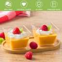 Zezzxu 4 oz Square Mini Dessert Cups with Spoons - 50 Pack Plastic Pudding Cups Party Parfait Dessert Shooters for Serving Trifle Jello Mousse Cake Appetizers