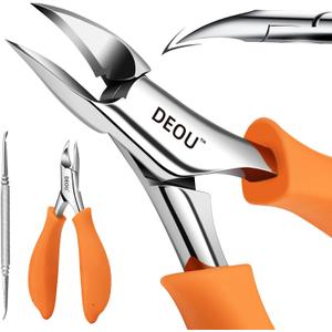 DEOU Podiatrist Toenail Clippers Ingrown Toenail Tools for Thick Nails and Inlaid Nails, Manicure and Pedicure Clippers, Heavy Duty Nail Clippers, Pedicure Tools (Orange+Nail Remover)