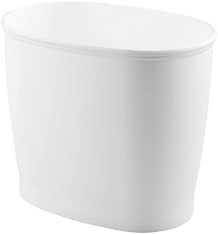 iDesign Slim Plastic Bathroom Trash Can, Small Garbage Bin for Bedroom, Office, Desk, Dorm, White