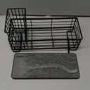 Shinowa Kitchen Dish Soap Dispenser Set, 14OZ Glass Bottle with Rustproof 304 Stainless Steel Sponge Holder and Instant Dry Tray, Hand and Dish Soap Dispenser Set for Kitchen Sink Organizer Decor (Black + Dark Grey + Transparent)