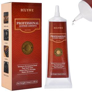 Professional Leather Glue Adhesive -120 ML Industrial Strength, Clear & Flexible Bond for Shoes, Bags, Purses, Furniture, Car Seats, Jackets (Repair Vinyl, Suede, Upholstery, Rubber)
