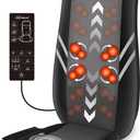 Snailax Back Massager with Heat,Shiatsu Massage Seat Cushion,8 Flexible Nodes for Full Back Massage Chair Pad,Chair Massager for Office,Gifts (Dark Black)