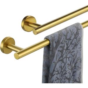 JQK Bath Towel Bar, 27 Inch Brushed Light Gold Towel Rack Bathroom, 304 Stainless Steel Thicken 0.8mm Towel Holder Wall Mount, Useable Length 24 Inch 2 Pack, TB110L24-BG-P2