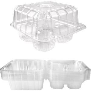 40 Pack 4-Compartment Clear Plastic Cupcake Boxes, 4-Cavity Cupcake Holders, Clear Cupcake Containers (20)