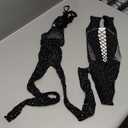 Floerns Women's Cut Out Fishnet Teddy Lingerie Mesh Bodysuit, Pack of 2, S-L
