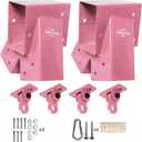 ABUSA Heavy Duty Swing Sets Brackets Including 2 Pink A-Frame Swing Set Brackets and 4 Swing Hangers for Playground Equipment Mounting Parts Hardware Included (P006)
