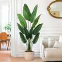 Artificial Bird of Paradise Plant 5 Ft Tall Fake Banana Leaf Plant for Indoors and Outdoors,Faux Palm Tree with Plastic Pot for Office and Home Decor,L160