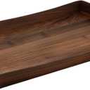 28 x 18 Inches Large Rectangle Curved Black Walnut Wood Ottoman Tray with Handles, Serve Tea, Coffee, Classic Wooden Decorative Serving Tray