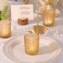 Gold Votive Candle Holder Set of 36, Flower Tea Lights Candles Holders for Wedding Table Centerpieces, Birthday Parties, Anniversary, Bridal Shower and Holiday Decorations