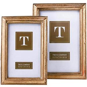 Two's Company Set of 2 Gold Leaf Photo Frames