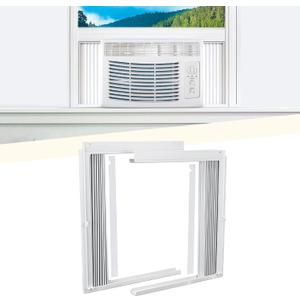 Window AC Side Panel with Frame Set,Air Conditioner Accordion Filler Curtain Replacement Kit,Fits Most 8000 BTU Window Air Conditioner Units,White