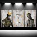 3 Pieces African American Canvas Wall Art We Are A Team Canvas Print, 16x24inchx3pcs