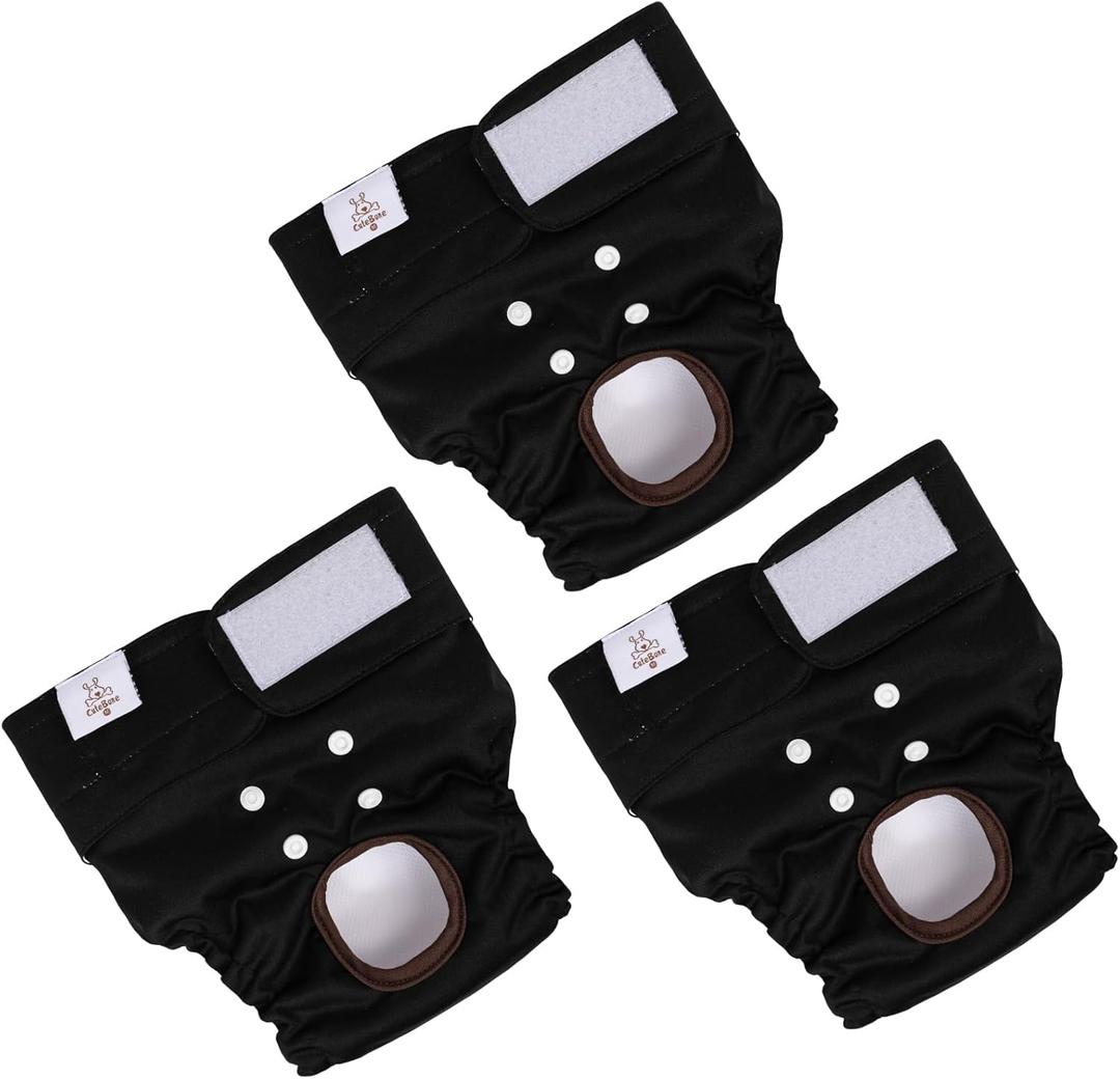 CuteBone Dog Diapers Female Washable Small Medium Large 3 Pack Reusable Doggie Diapers Puppy Period Pants for Doggy Heat Cycle Peeing D60S