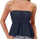 Sujama Womens Floral Print Bandeau Tube Top 2025 Summer Sleeveless Strapless Tank Cute Y2k Going Out Babydoll Peplum Tops, Small