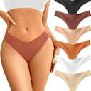 Seamless Thongs - No Show Underwear Pack - Breathable Panties for Women - Colorful 6 Thongs Size L