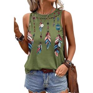 SHEWIN Tank Tops for Women Casual Lightweight Crewneck Tank Top Sleeveless Spring Tops for Women 2026 Green Medium