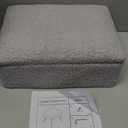 Alessing Vanity Stool with Storage, Sherpa Makeup Chair with Metal Legs, Upholstered Ottoman Seat for Bedroom, Living Room, Grey