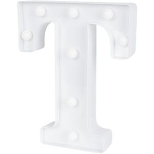 Restaurantware Illumify 6.7 x 1.2 x 8.7 Inch Light Up Letter 1 Durable Marquee LED Light - Letter T Touchproof White Plastic Party Light Keyhole Slot For Parties Weddings Or Special Events