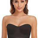 Lusait Strapless Bra for Women Non-Slip Silicone Padded Bandeau Bra Wireless Tube Top Bralette Large