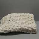 Cream White Throw Blanket, 40" x 50" Chunky Knit Blanket, Handmade Warm & Soft Chenille Throw Blanket, Washable Decorative Knit Blanket with Jumbo Chenille Yarn for Couch Bed Sofa