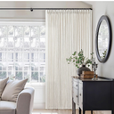 Memory Shape Trained Pinch Pleated Linen Curtains 100 Inches Long for Living Room Bedroom Custom Pleat with Hooks for Track Back Tab Light Filtering Window Curtain 100 Inch Drapes for Dining Room