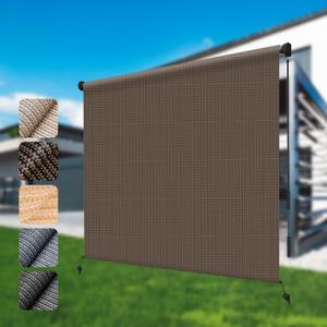 LOVE STORY 7'(W) x8'(H) Cordless Outdoor Roller Shade Exterior Patio Roll Up Blinds for Porch Gazebo Backyard, Mocha