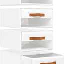 DIMJ Closet Organizers and Storage - Fabric Bins with Drawers for Closet Foldable Clothes Organizers with Clear Window, Stackable Storage Drawers Units for Bedroom, Living Room, 4-Pack, White