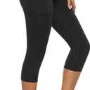Stelle Women's Capri Yoga Pants with Pockets Essential High Waisted Legging for Workout (Large, Cotton Like Softness-black)