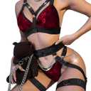 Lilosy Sexy Chain Strappy Garter Belt Women Lingerie Set Rave Outfits (M)